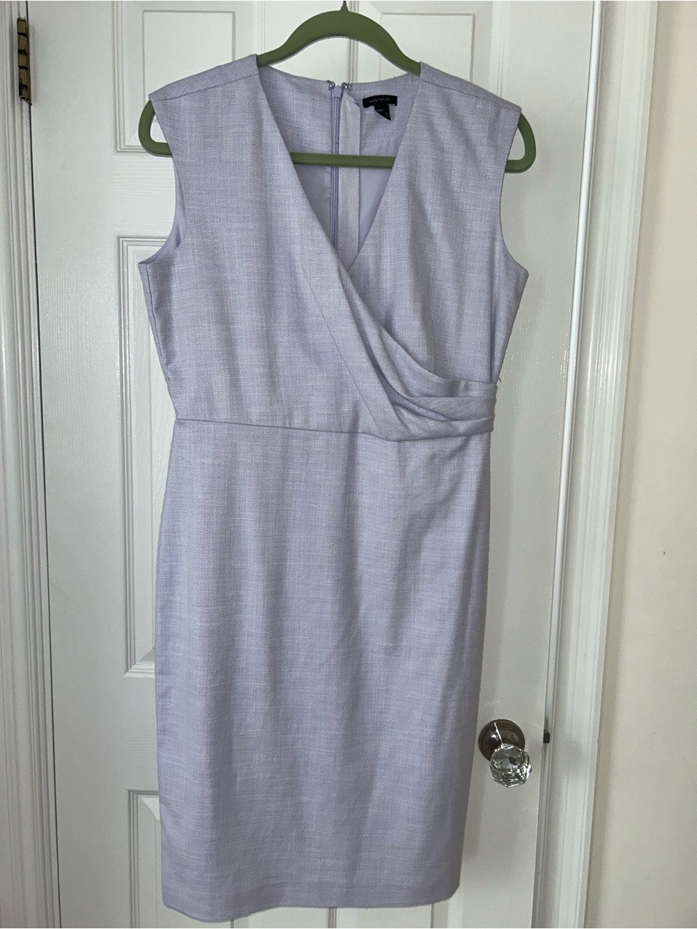 Sleeveless Ann Taylor.  Wrap-Front Lavender Sheath Dress